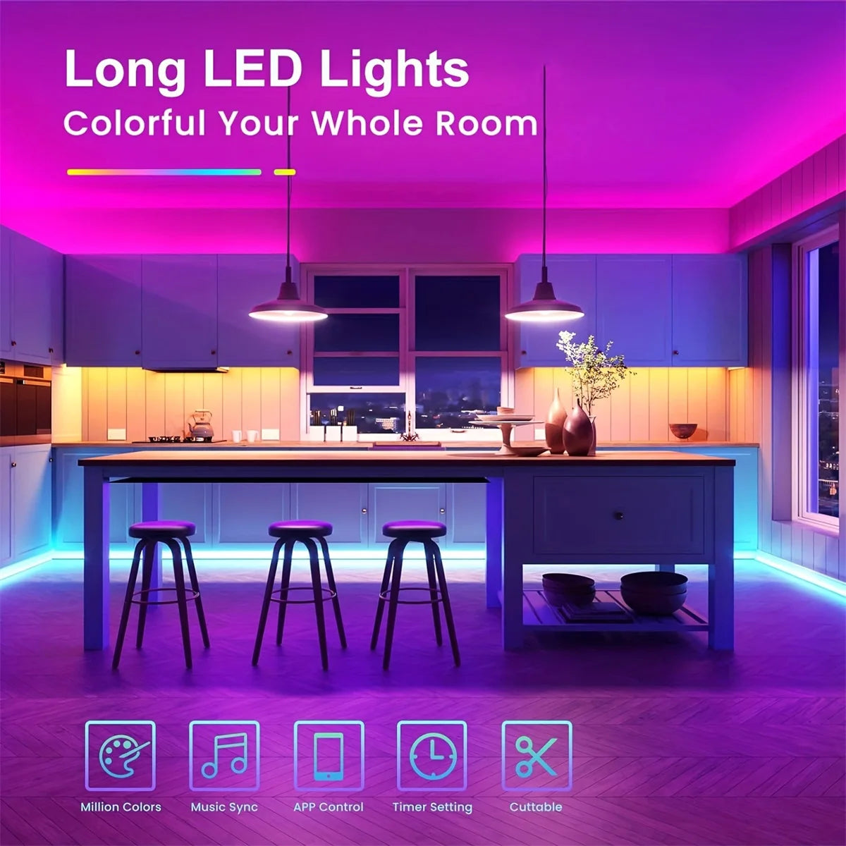 30 LEDS/meter LED Strip Bluetooth APP Control With Battery And US plug Power Supply For Home Decoration And Ambient Lighting