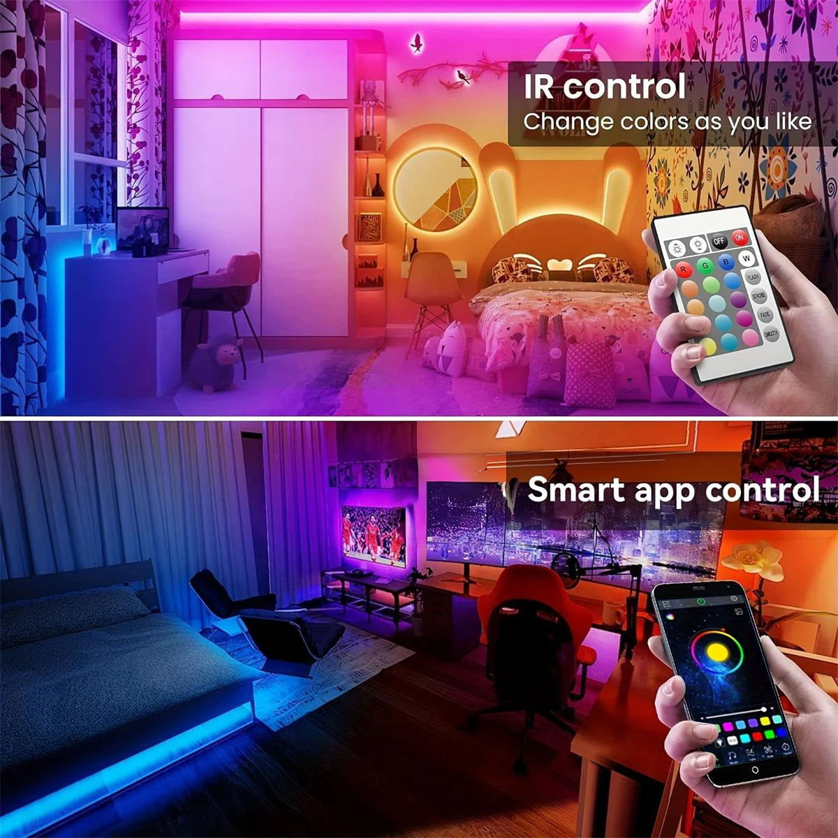 30 LEDS/meter LED Strip Bluetooth APP Control With Battery And US plug Power Supply For Home Decoration And Ambient Lighting