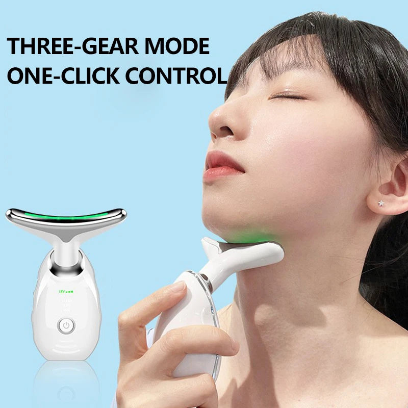 LED Photon Therapy Neck Massager EMS Hot Facial Skin Tightening Beauty Instrument Micro Current  Rejuvenation Instrument