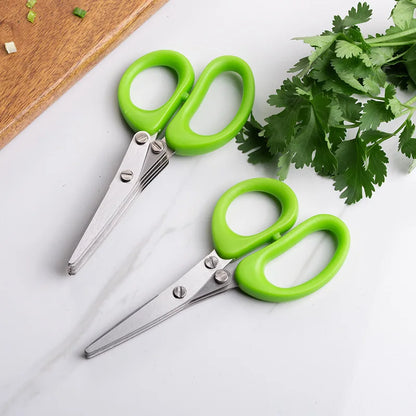 Stainless Steel 3/5 Layer Kitchen Scissors Pepper Herb Scissors Shredded Chopped Scallion Cutter Laser Cut Cooking Tool