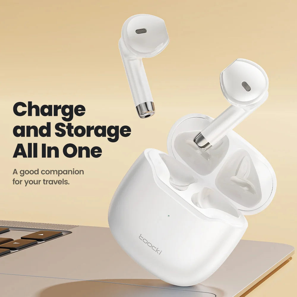 Toocki V08 TWS Bluetooth 5.3 Wireless Earphones IPX4 Waterproof Mono-binaural Mode Compatible Touch Control Headphone with Mic