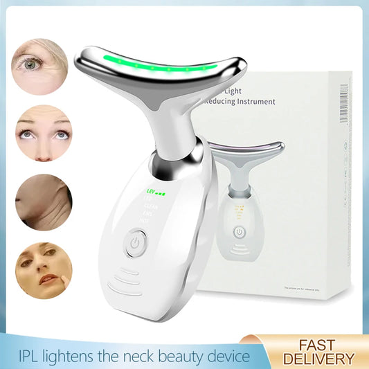 LED Photon Therapy Neck Massager EMS Hot Facial Skin Tightening Beauty Instrument Micro Current  Rejuvenation Instrument