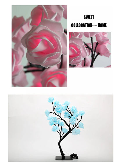 LED Table Lamp Rose Flower Tree USB Night Lights Home Decoration LED Table Lights Parties Xmas Christmas Wedding Bedroom Decor