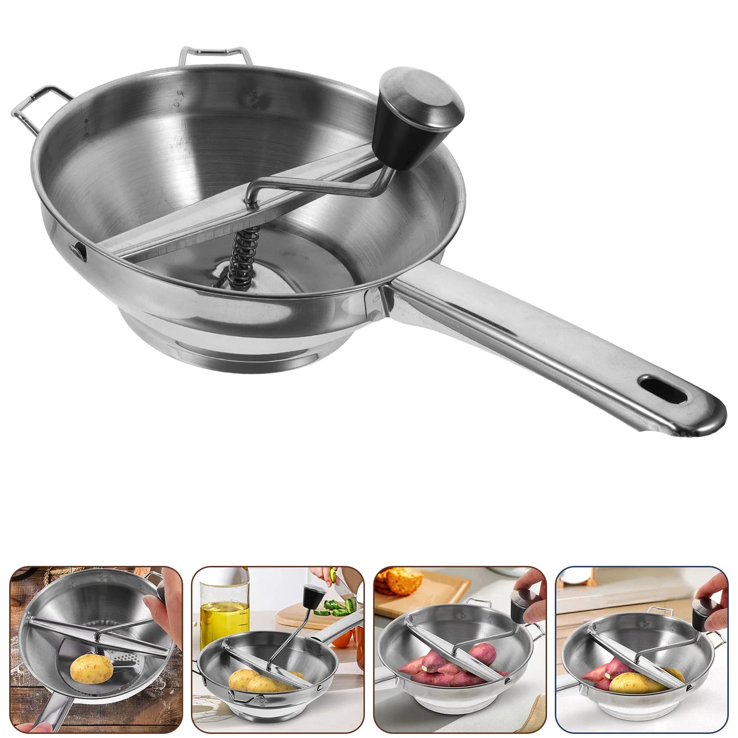 1pc Stainless Steel Potato Presser Manual Vegetable Masher Kitchen Fruit Tool Food Processor Dining Accessory For Potatoes